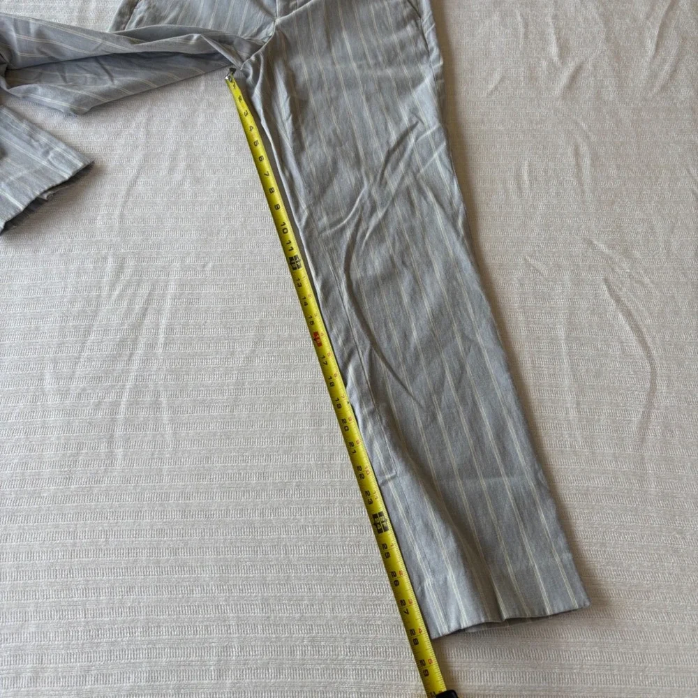 Banana‎ Republic Ryan Pinstripe Trousers Gray Yellow Linen Blend Straight Leg 4